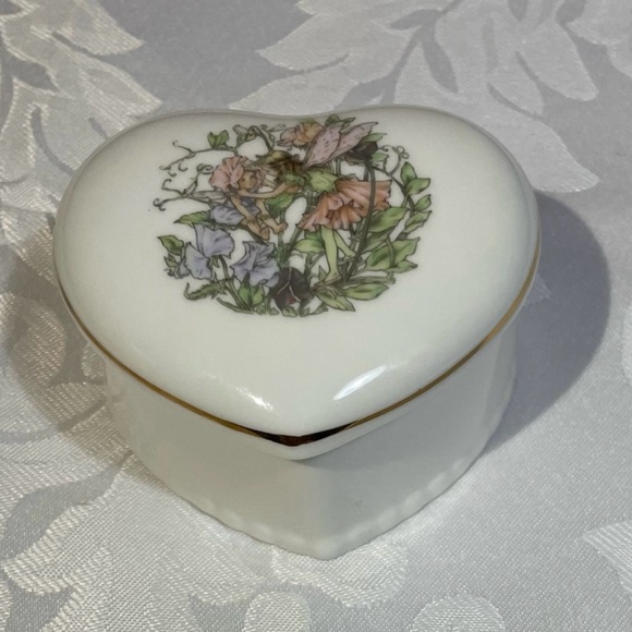 Enesco Other - Enesco Heart Box with Fairy & Floral and Gold Accents GUC